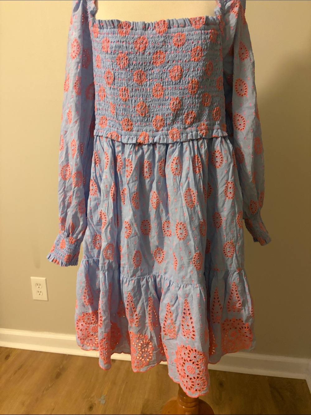 Lilly Pulitzer Blue Dress with Coral Eyelet Details